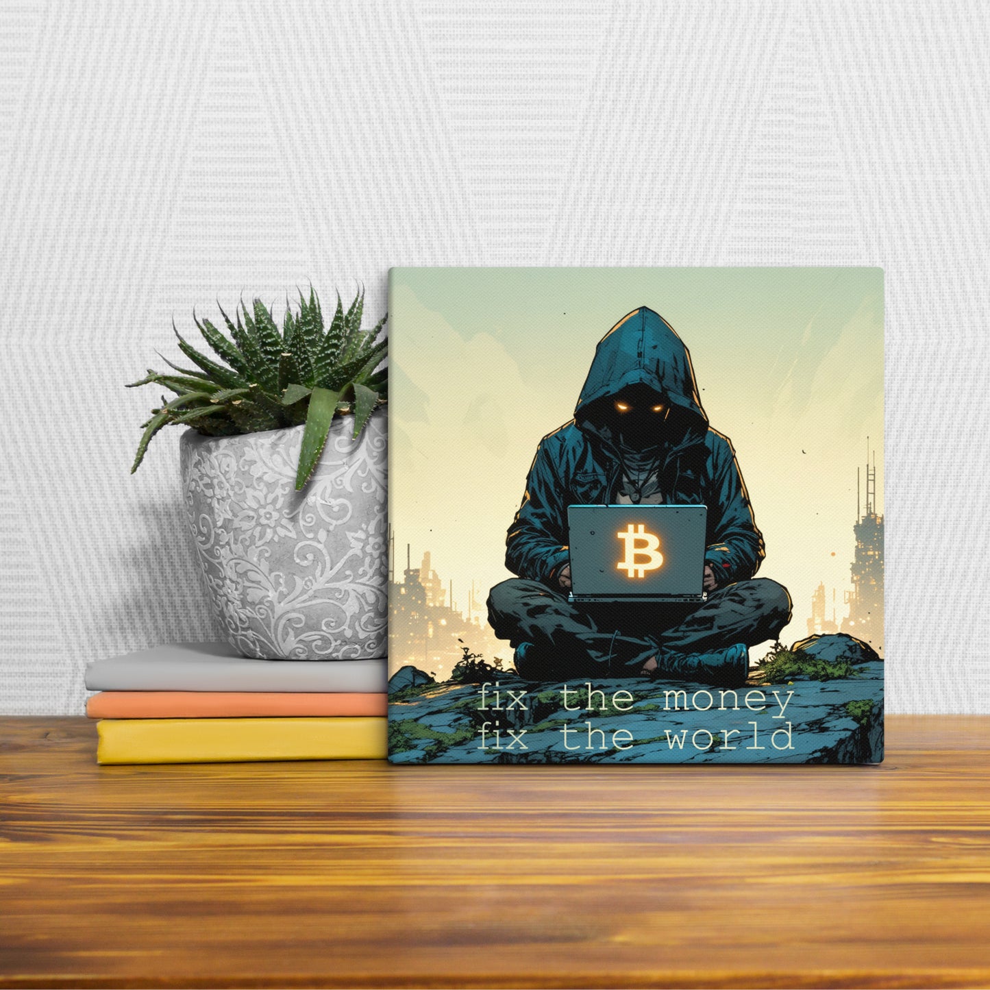 Satoshi -fix the money fix the world - Mini Leinwand
