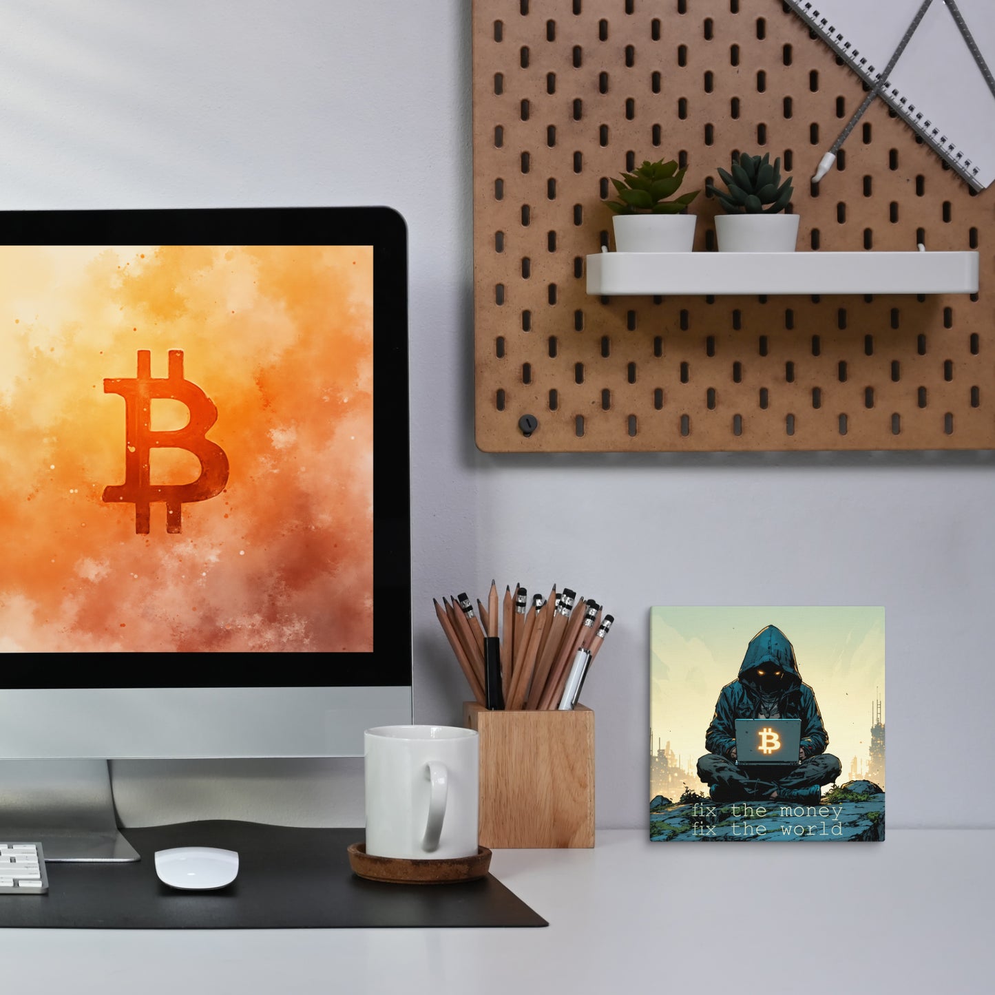 Satoshi -fix the money fix the world - Mini Leinwand
