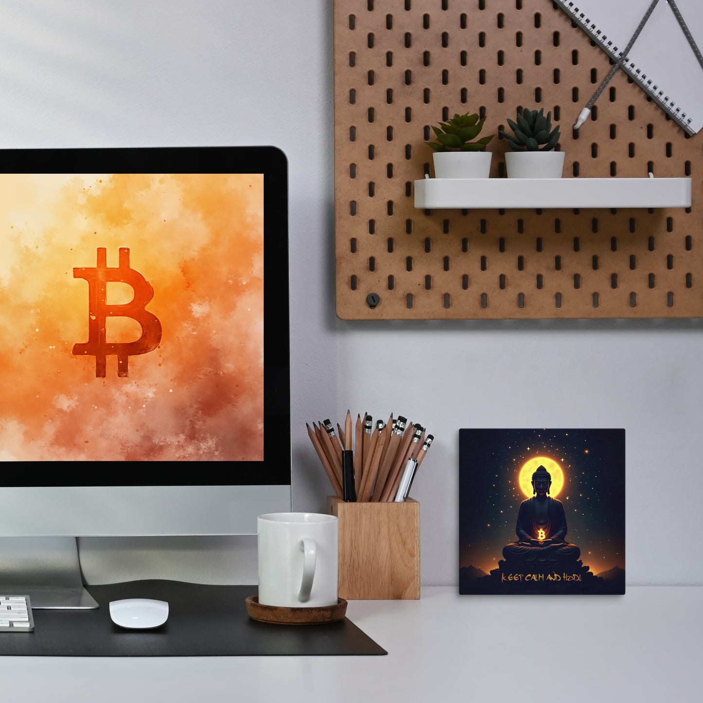 Buddha - keep calm and HODL - Mini Canvas