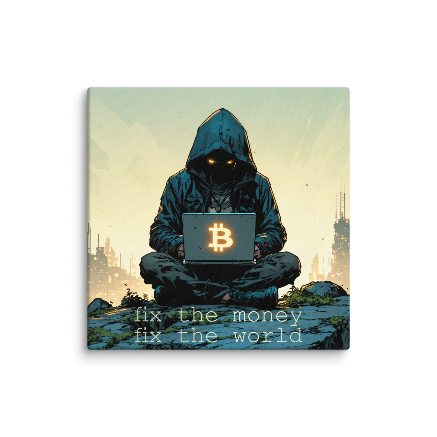Satoshi -fix the money fix the world - Mini Leinwand