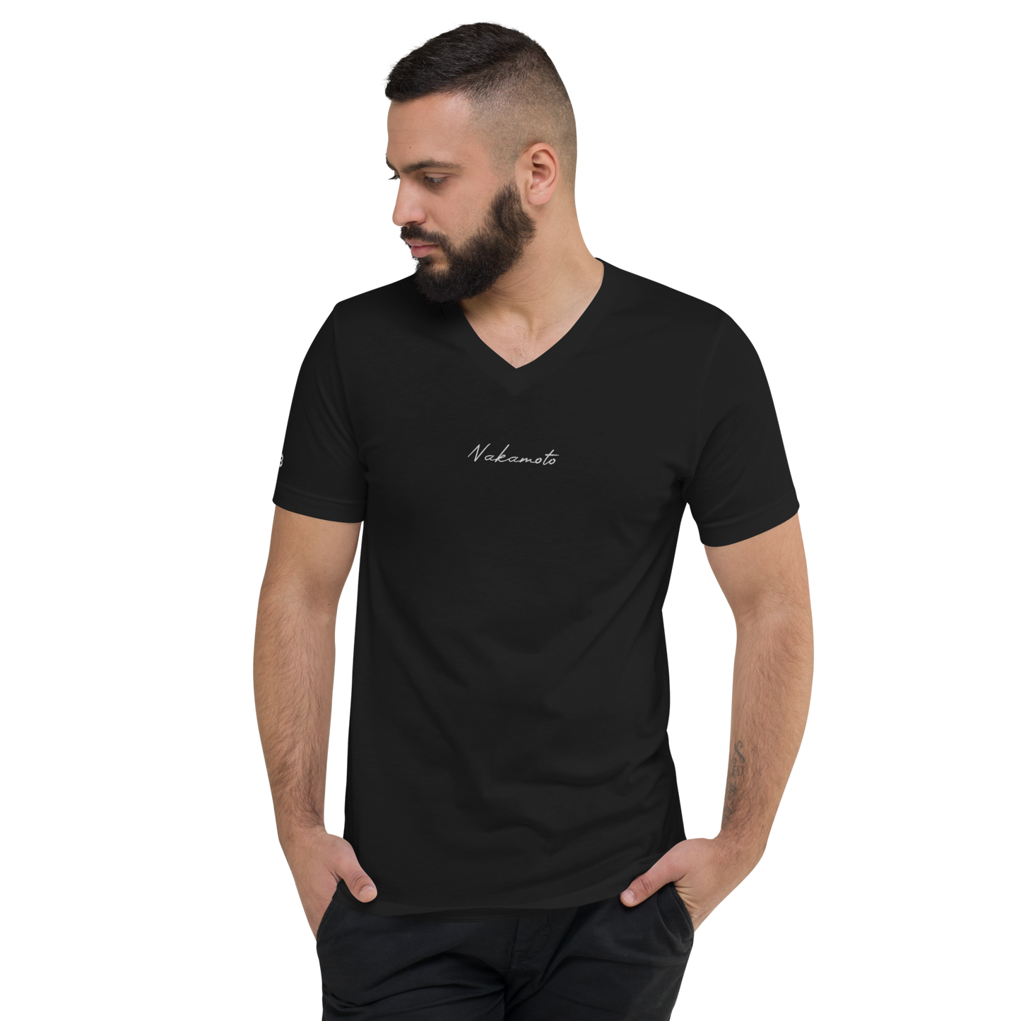 Nakamoto - Gestickt - Unisex V-Ausschnitt T-Shirt