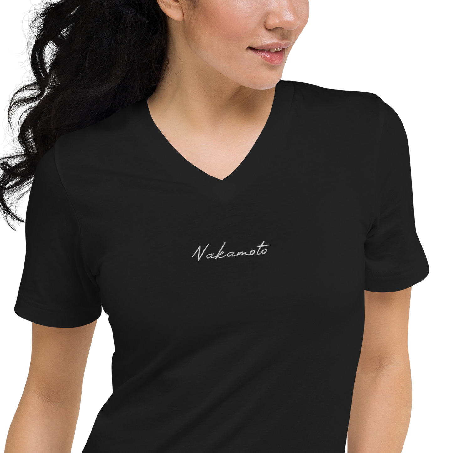 Nakamoto - Gestickt - Unisex V-Ausschnitt T-Shirt