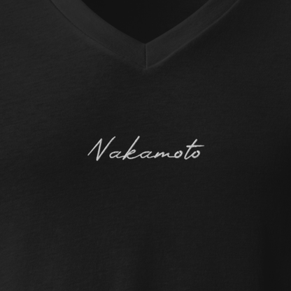 Nakamoto - Gestickt - Unisex V-Ausschnitt T-Shirt