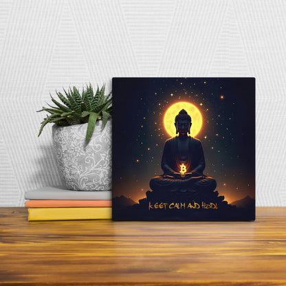 Buddha - keep calm and HODL - Mini Canvas