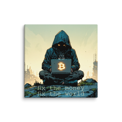 Satoshi -fix the money fix the world - Mini Leinwand