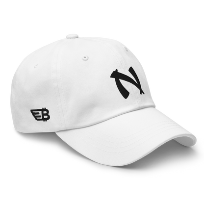 „Nakamoto“ Weiß/Schwarzes Basecap 3D Puff