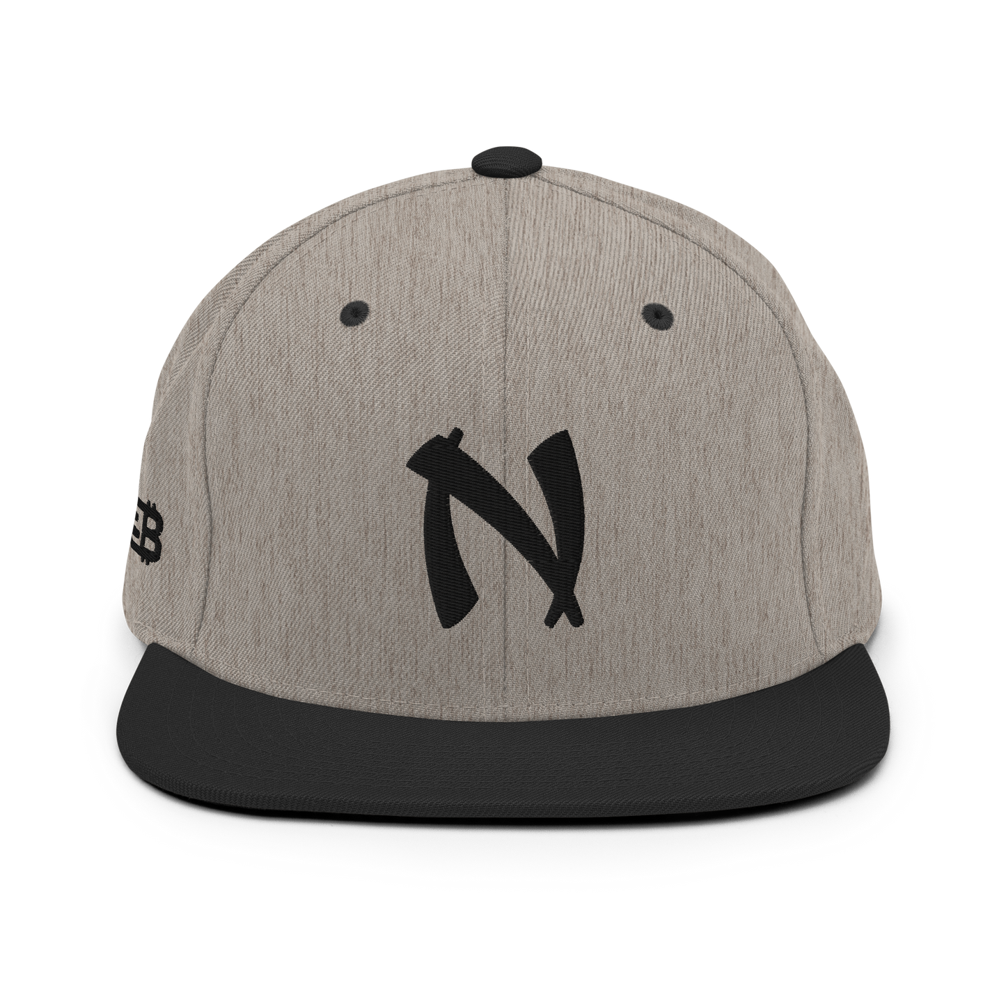 "Nakamoto" Heather/Black Snapback Hat 3D Puff