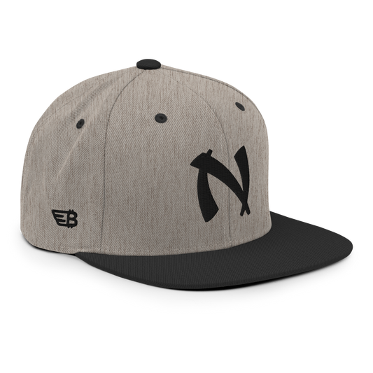 "Nakamoto" Heather/Black Snapback Hat 3D Puff