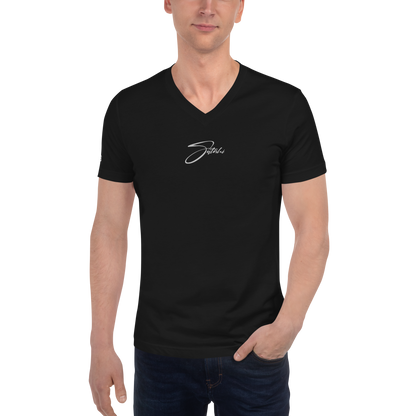 Satoshi - Gestickt - Unisex V-Ausschnitt T-Shirt