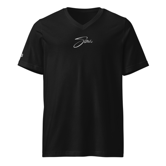 Satoshi - Gestickt - Unisex V-Ausschnitt T-Shirt