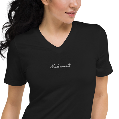 Nakamoto - Gestickt - Unisex V-Ausschnitt T-Shirt
